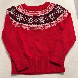 Girls Gap Red Snowflake sweater-EUC